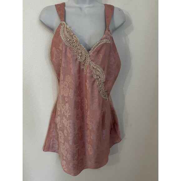 Victoria's Secret Other - Vintage Victoria's Secret  Size M Satin & Lace Chemise Slip Dress 80s 90s Pink